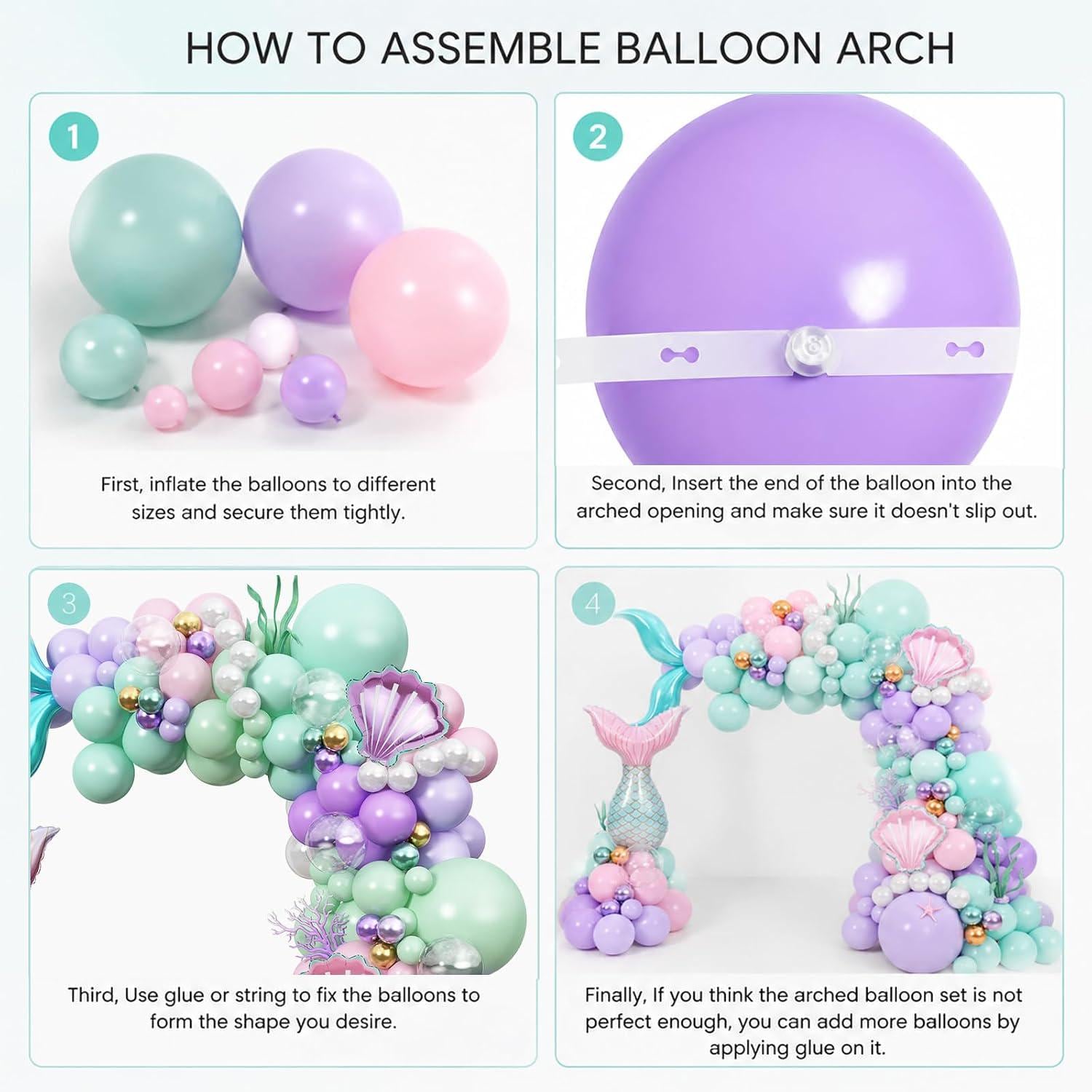 Mermaid Balloon Arch Kit | Under the Sea Party Decorations, Tail & Seashell Balloons