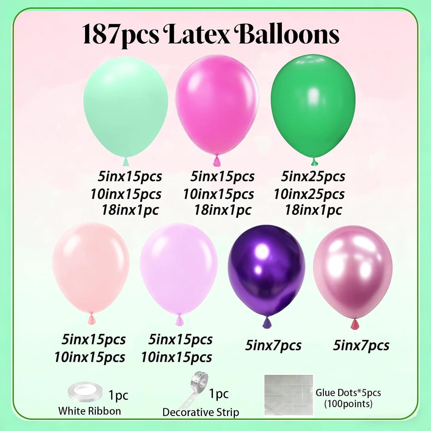 Pink Green Purple Balloon Arch Garland Kit | Baby Shower Safari Tropical Party Decorations