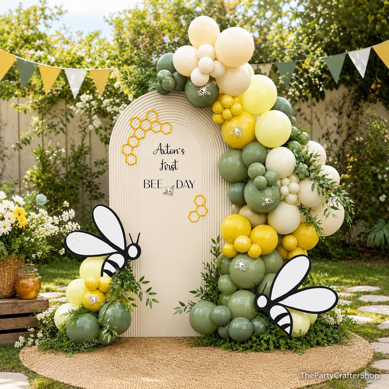 Sage Green Yellow Balloon Arch Kit | Honey Bee Baby Shower, Birthday Decor