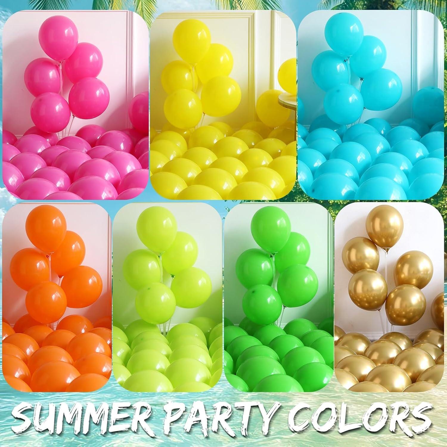 Tropical Balloon Arch Kit | Hot Pink, Green, Gold Luau Party Decor