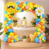 Summer Tropical Balloon Arch Kit | Sun Daisy Garland for Beach Birthday Party Decor