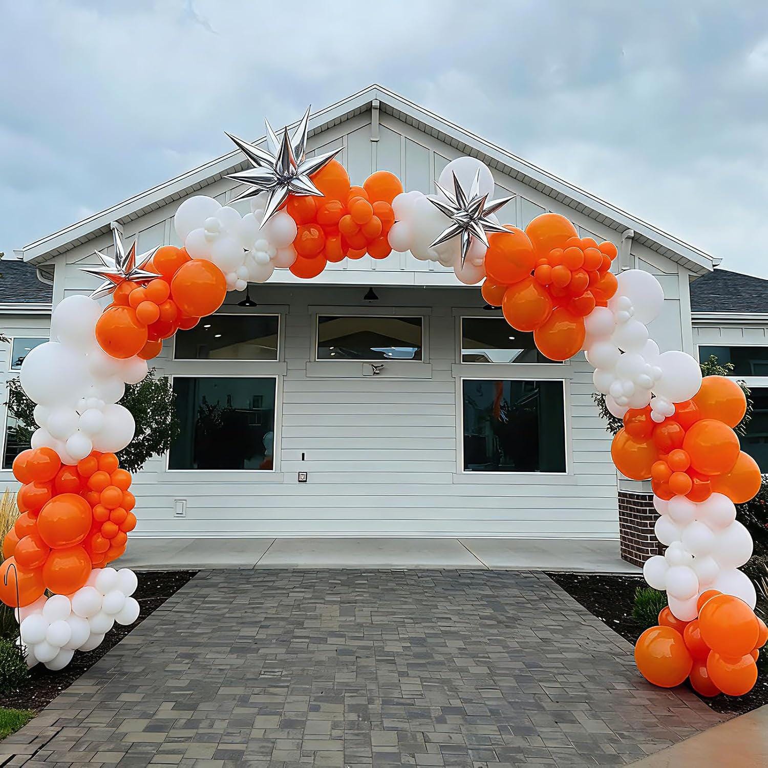 134PCS Orange White Balloon Arch Kit, Thanksgiving Balloon Garland, Birthday Graduation Baby Shower Party Decorations