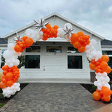134PCS Orange White Balloon Arch Kit, Thanksgiving Balloon Garland, Birthday Graduation Baby Shower Party Decorations