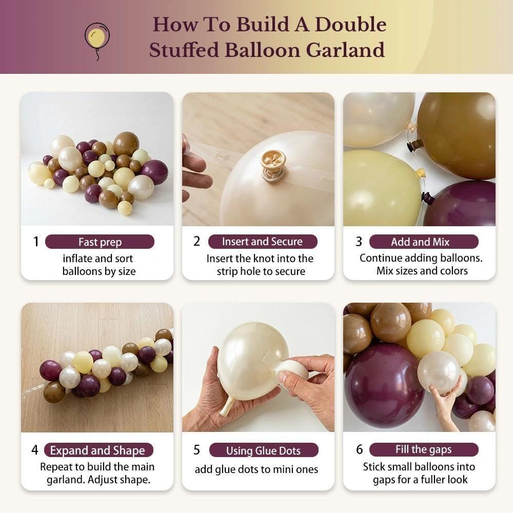 Dusty Purple Brown Balloon Arch Kit, Dark Plum Mauve Yellow Ivory Coffee Tan Garland, Baby in Bloom Bridal Shower Wedding Fall Decor
