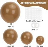 135PCS Brown Balloon Garland Arch Kit, Coffee Tan Neutral Boho Balloons, Baby Shower Jungle Safari Fall Birthday Bear Party Decor