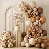 135PCS Brown Balloon Garland Arch Kit, Coffee Tan Neutral Boho Balloons, Baby Shower Jungle Safari Fall Birthday Bear Party Decor