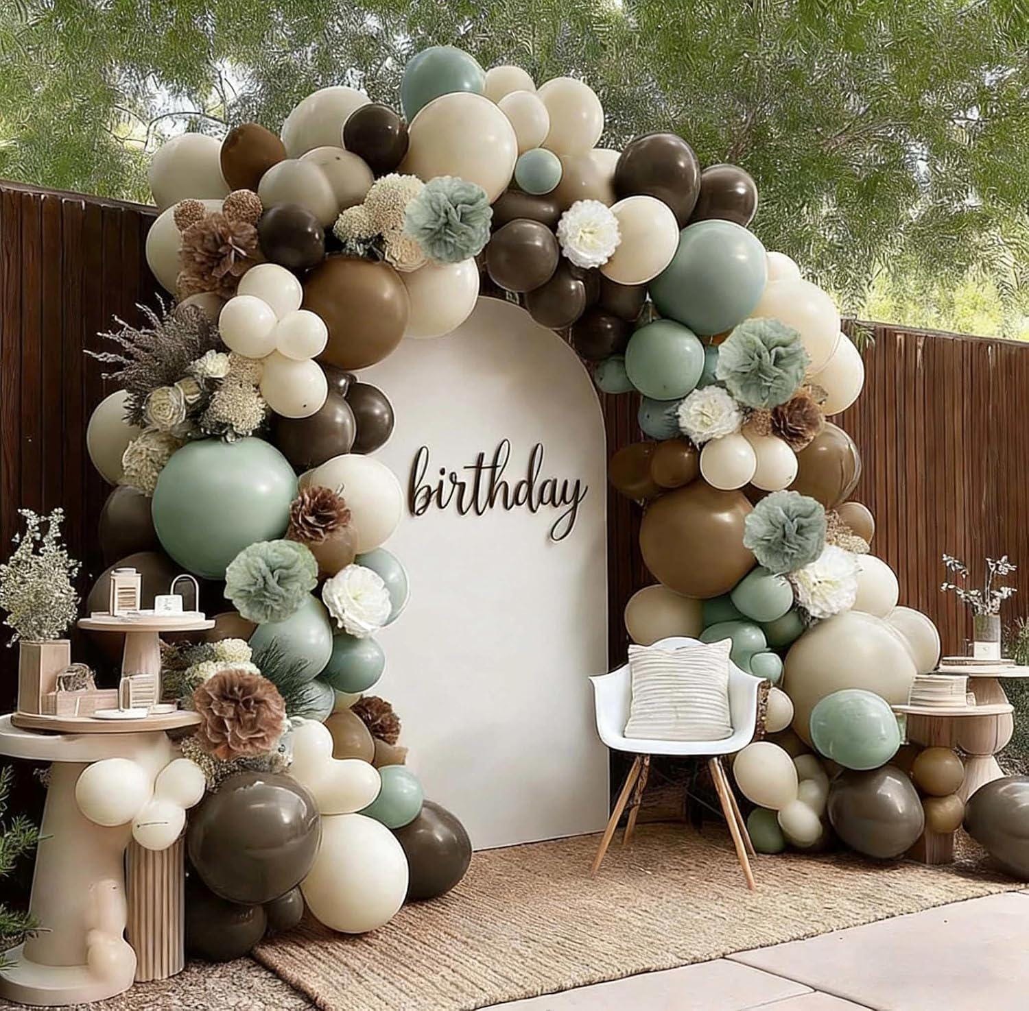 Sage Green Brown Balloon Arch Kit, Neutral Nude White Sand Balloon Garland, Woodland Baby Shower Wedding Gender Reveal Fall Party Decor