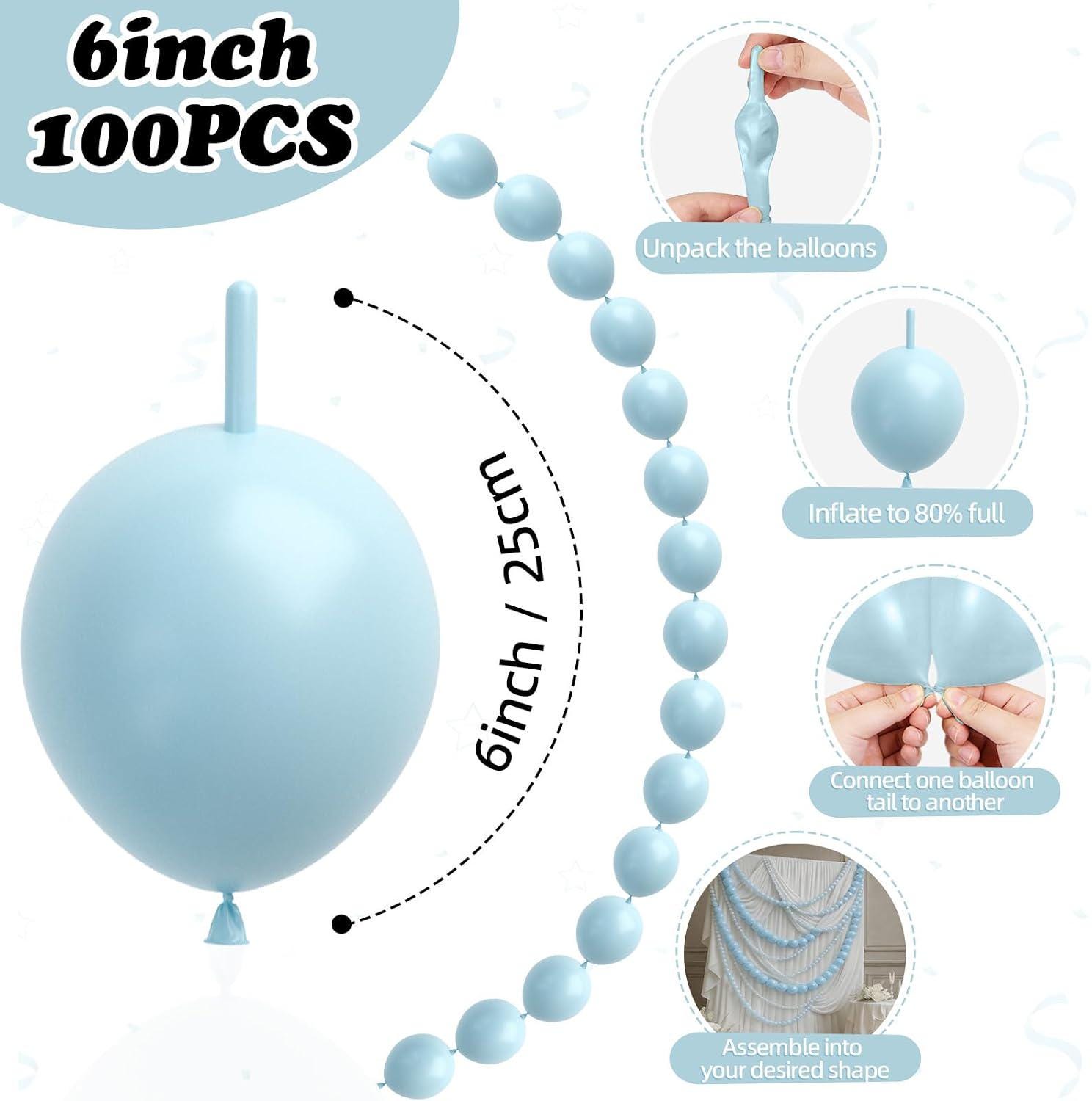 Pastel Blue Linking Balloons | 6 Inch Quick Link Arch Decor (100pc)