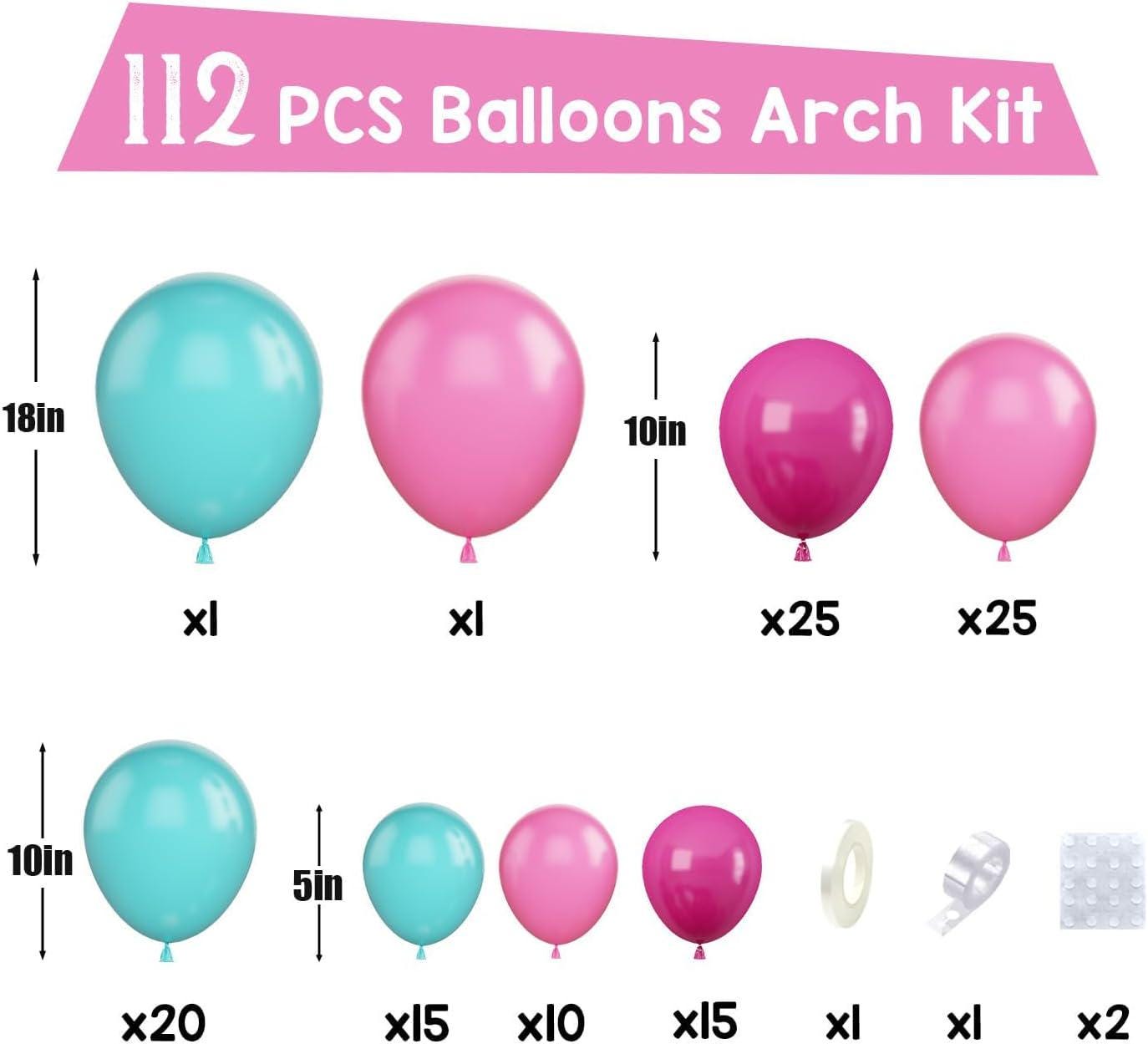 Hot Pink Teal Balloon Arch Kit | Birthday Baby Shower Garland