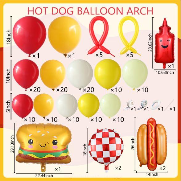 Hot Dog BBQ Balloon Arch Garland Kit | Summer Picnic, Baby Shower Party Decorations
