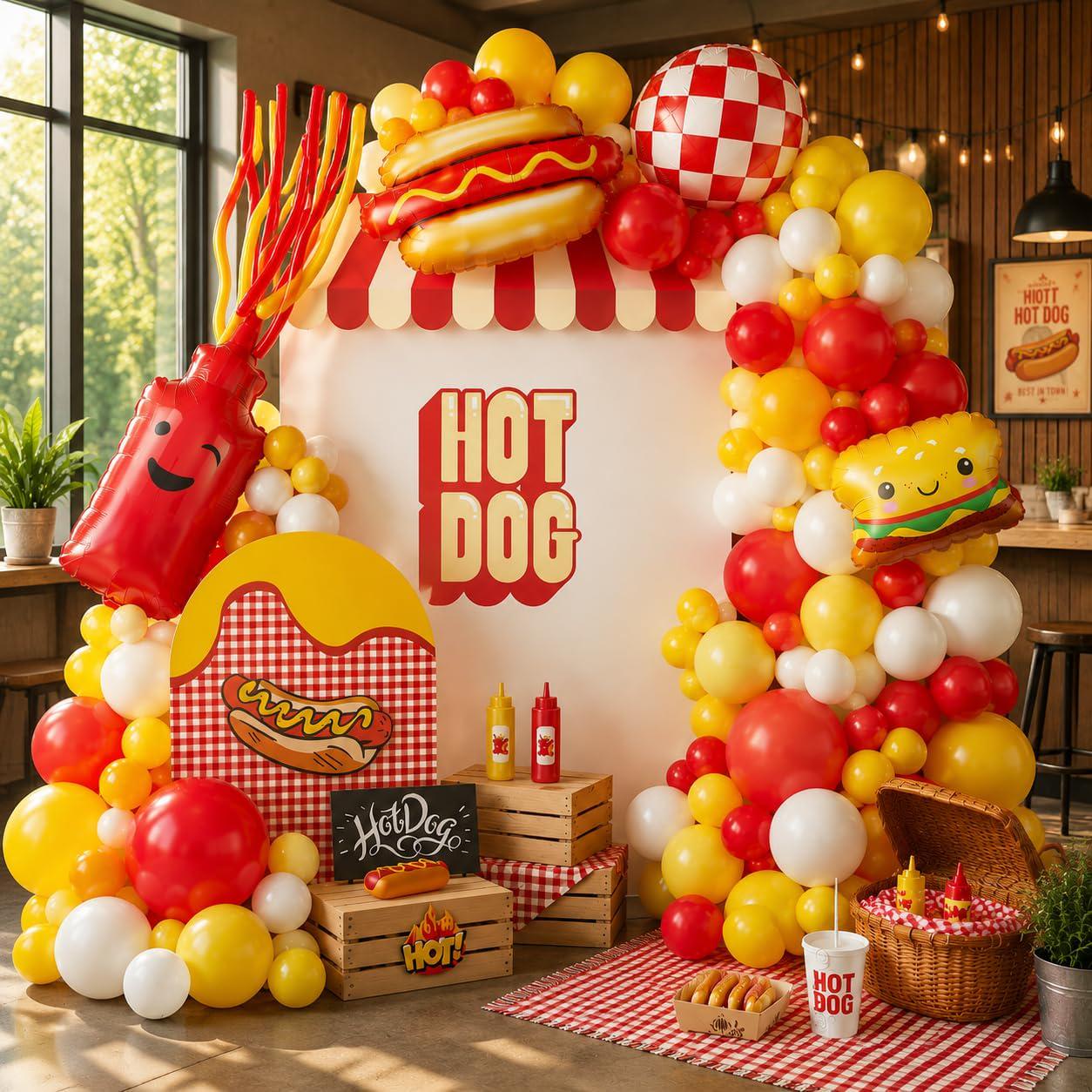 Hot Dog BBQ Balloon Arch Garland Kit | Summer Picnic, Baby Shower Party Decorations