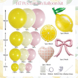 Lemon Balloon Arch Kit | Pink Gingham Heart, Bow, Slice Balloons for Main Squeeze Party