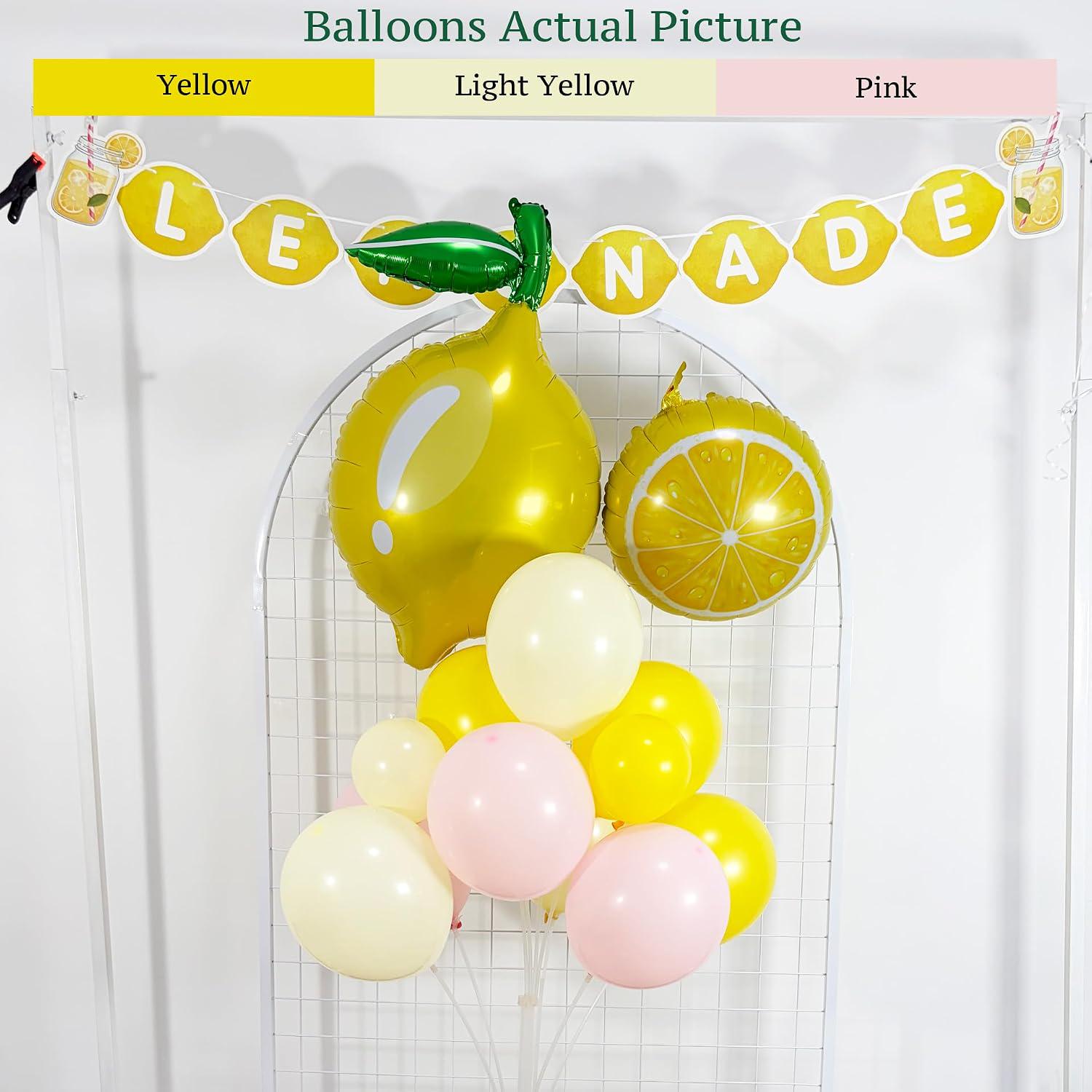Lemonade Balloon Arch Kit | Pink Yellow Citrus Party Decor with Banner
