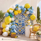 Dusty Blue Lemon Balloon Arch Kit | Amalfi Coast Birthday Shower Decor