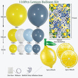 Dusty Blue Lemon Balloon Arch Kit | Amalfi Coast Birthday Shower Decor