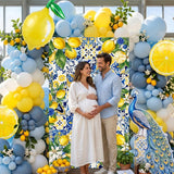 Dusty Blue Lemon Balloon Arch Kit | Amalfi Coast Birthday Shower Decor