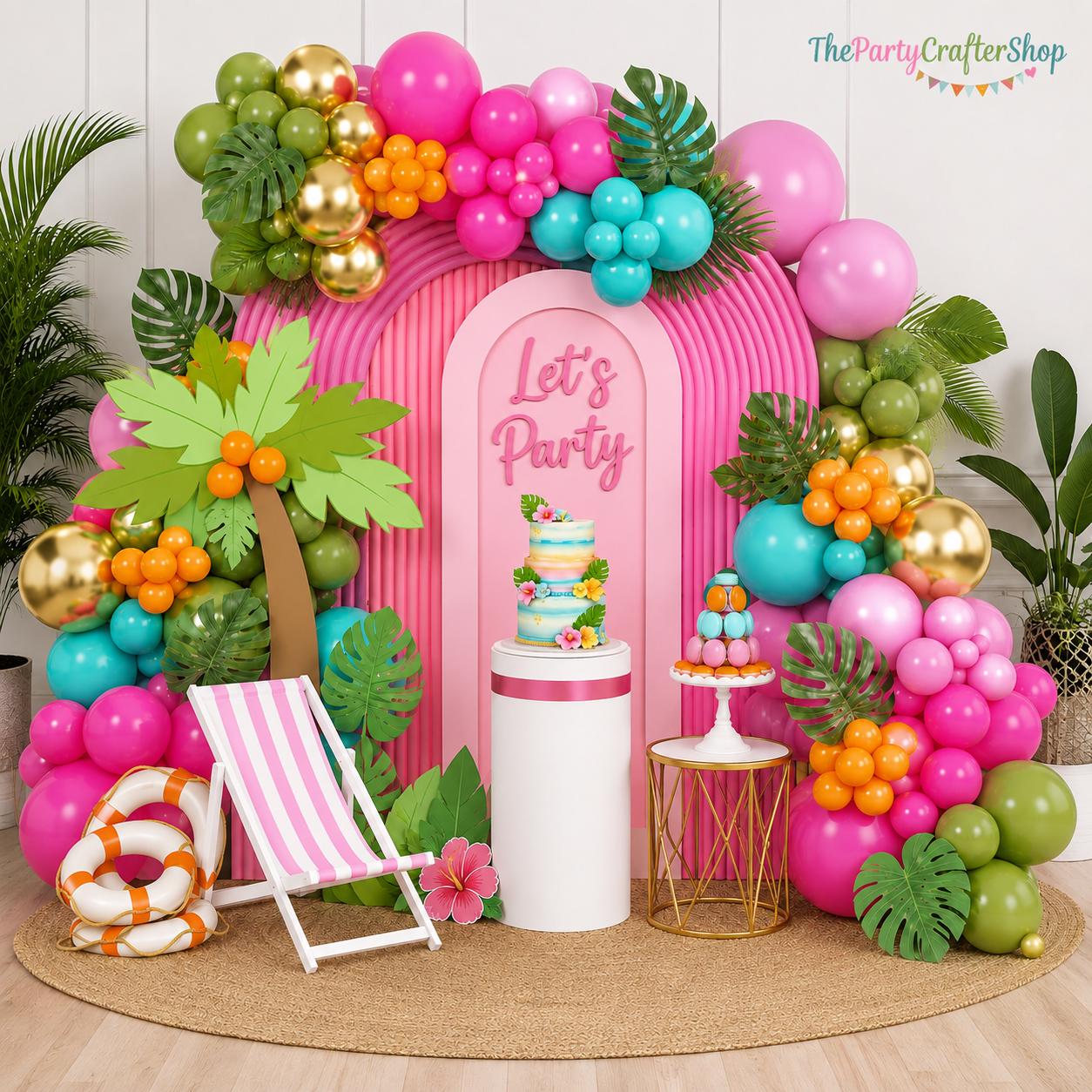 Tropical Luau Balloon Arch Kit | Hawaiian Beach Birthday Baby Shower Decor