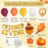 125PCS Friendsgiving Balloon Arch Kit, Orange Yellow Burgundy Balloon Garland, Maple Leaf Thanksgiving Fall Pumpkin Party Decor