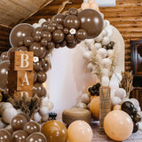 104PCS Dark Brown Balloon Garland Arch Kit, Coffee Brown Neutral Balloons, Boho Wedding Bear Baby Shower Thanksgiving Party Decor