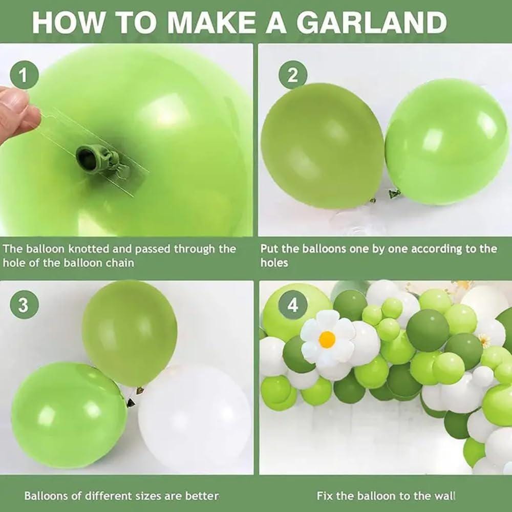 Daisy Balloon Arch Kit | Green White Flower Garland for Parties
