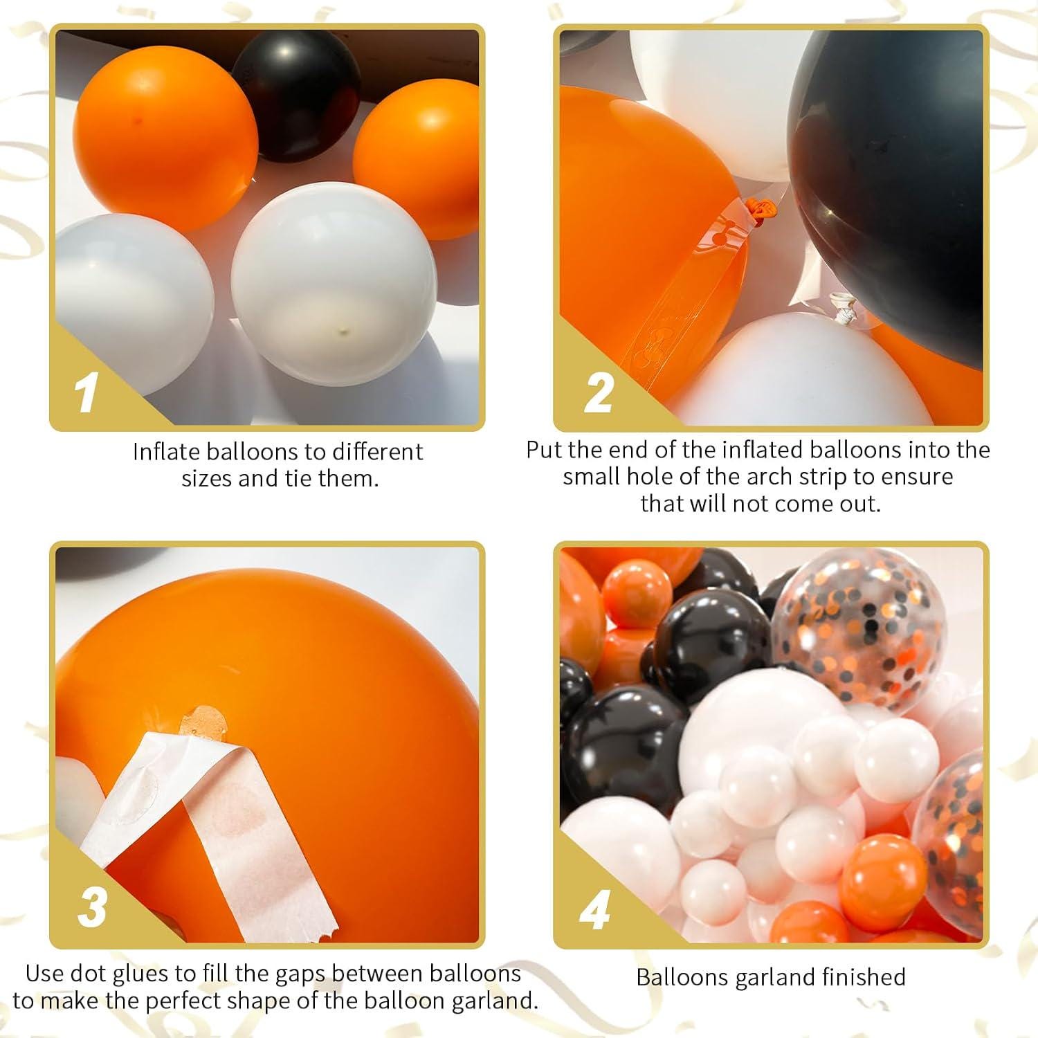 136PCS Black Orange White Balloon Garland Kit, Autumn Balloon Arch, Birthday Graduation Party Decorations