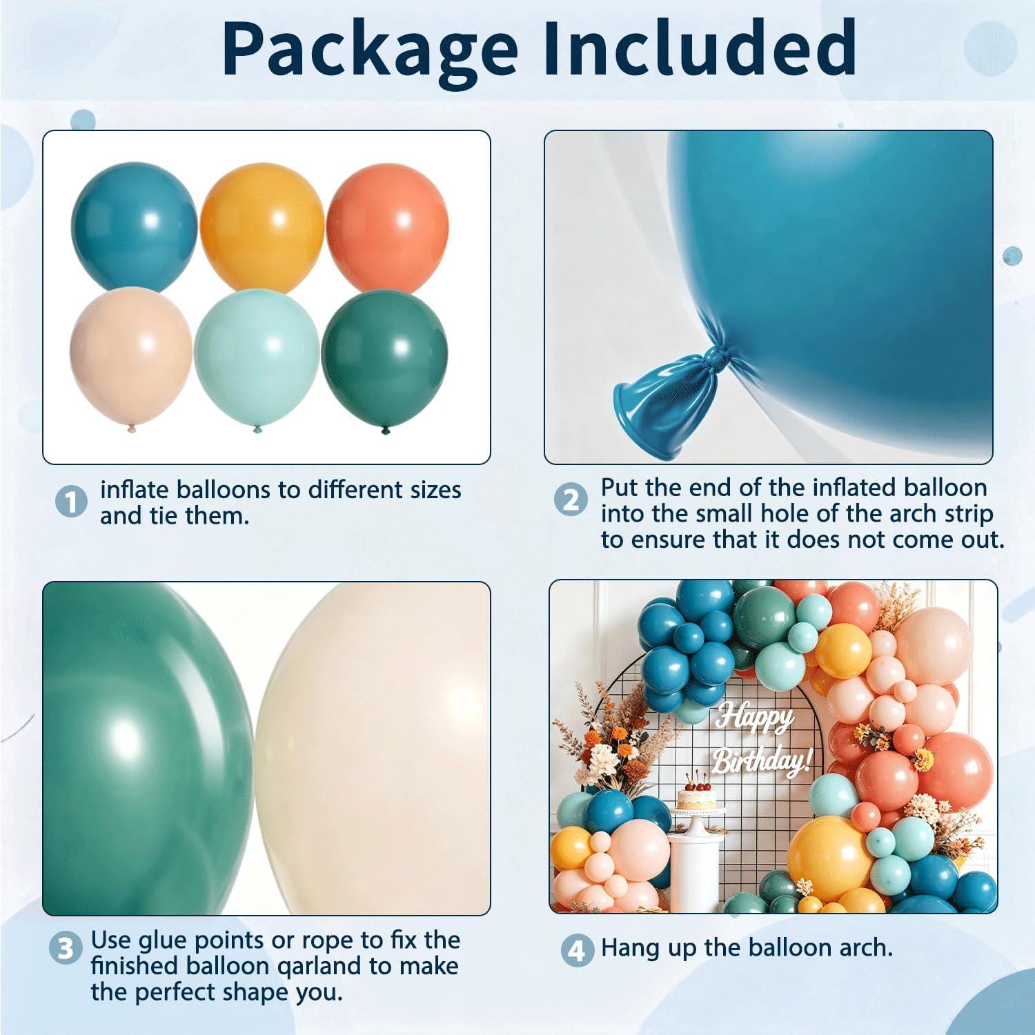 Boho Rainbow Balloon Arch Kit | Retro Teal, Orange, Yellow Party Decor
