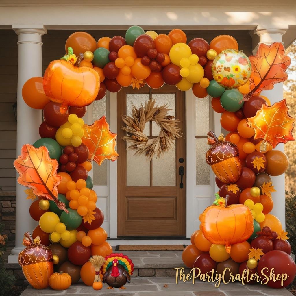 121PCS Fall Balloon Garland Arch Kit, Burnt Orange Maroon Green Gold Balloons, Little Pumpkin Thanksgiving Friendsgiving Baby Shower Decor