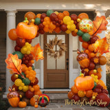 121PCS Fall Balloon Garland Arch Kit, Burnt Orange Maroon Green Gold Balloons, Little Pumpkin Thanksgiving Friendsgiving Baby Shower Decor