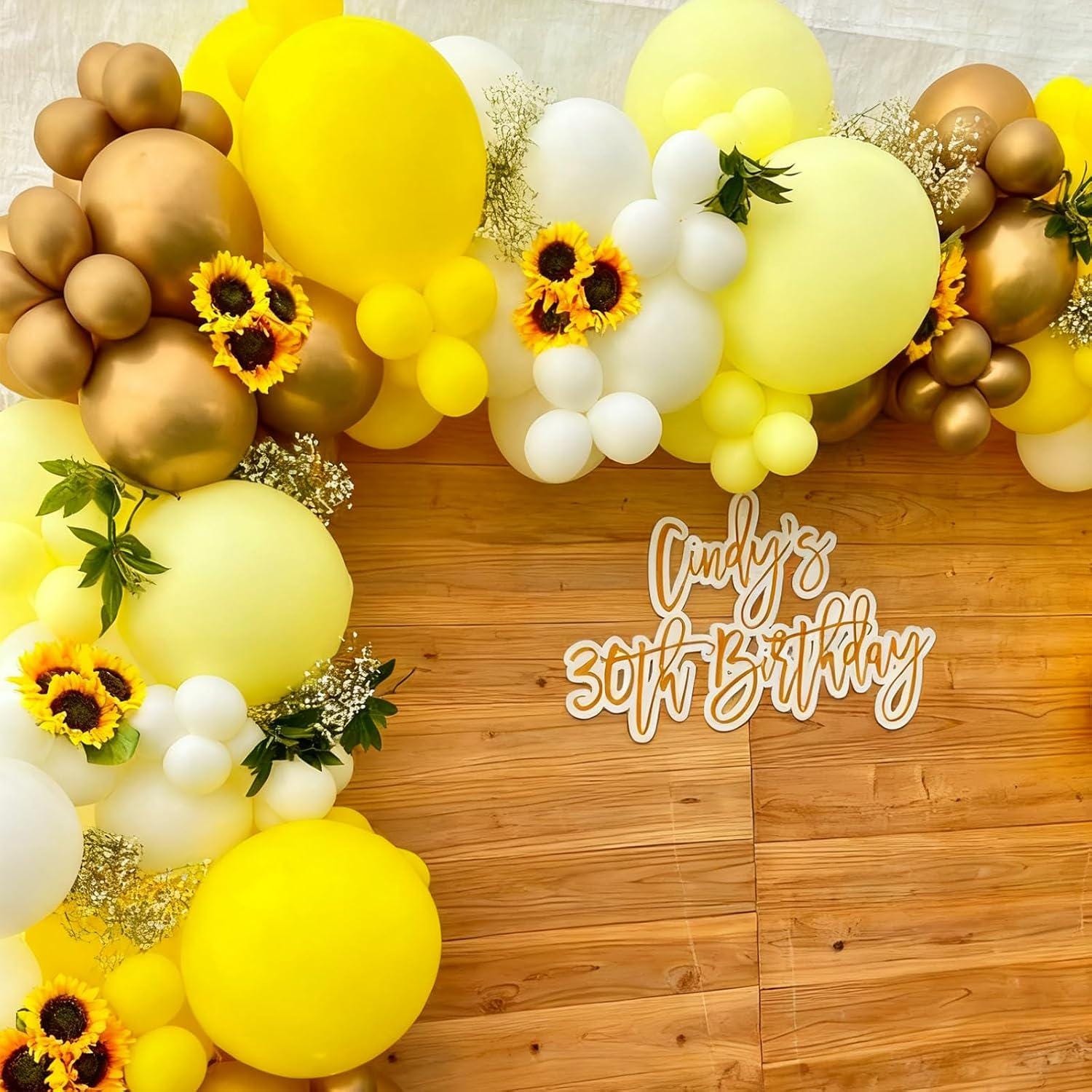 Sunflower Balloon Arch Kit | Yellow Gold Garland, Foil Sunflowers for Parties