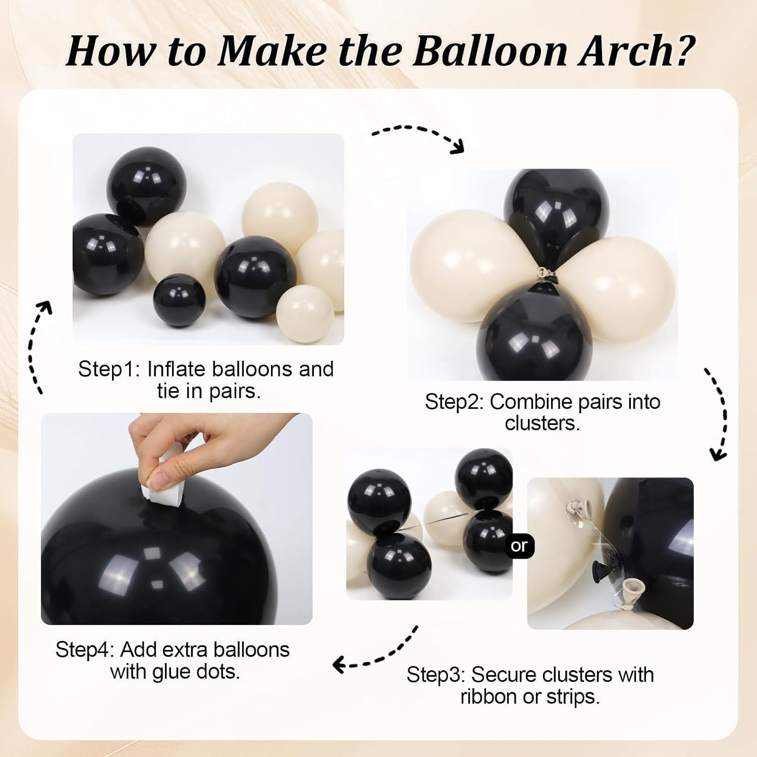 155pc Black White Balloon Arch Kit | Coquette Wedding Bridal Shower Birthday Party Decorations