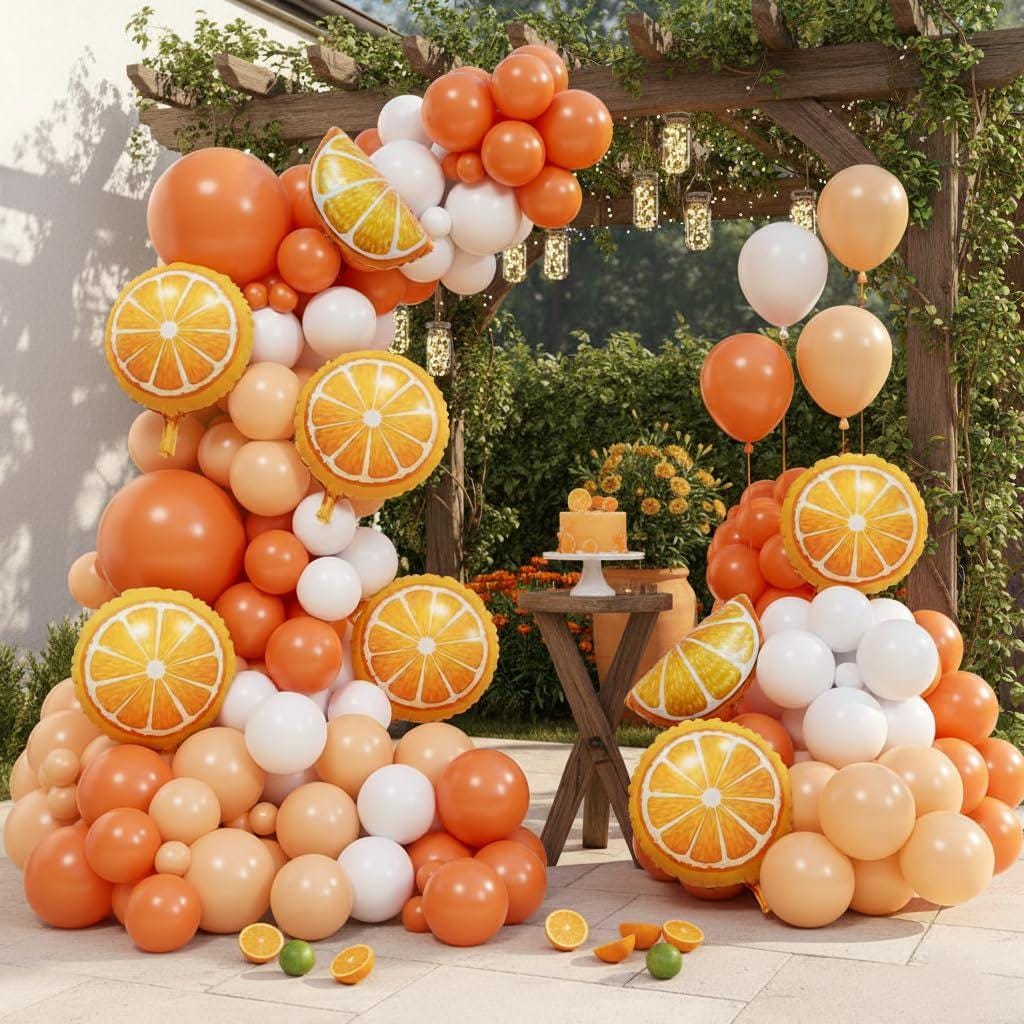 170PCS Orange Balloon Garland Arch Kit, Pastel Orange Balloons, Little Cutie Baby Shower Tangerine Birthday Gender Reveal Party Decor