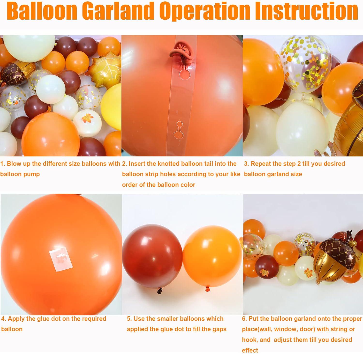 Thanksgiving Fall Balloon Arch Kit, Orange Brown Balloon Garland, Maple Leaf Friendsgiving Baby Shower Birthday Decor