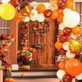 Thanksgiving Fall Balloon Arch Kit, Orange Brown Balloon Garland, Maple Leaf Friendsgiving Baby Shower Birthday Decor