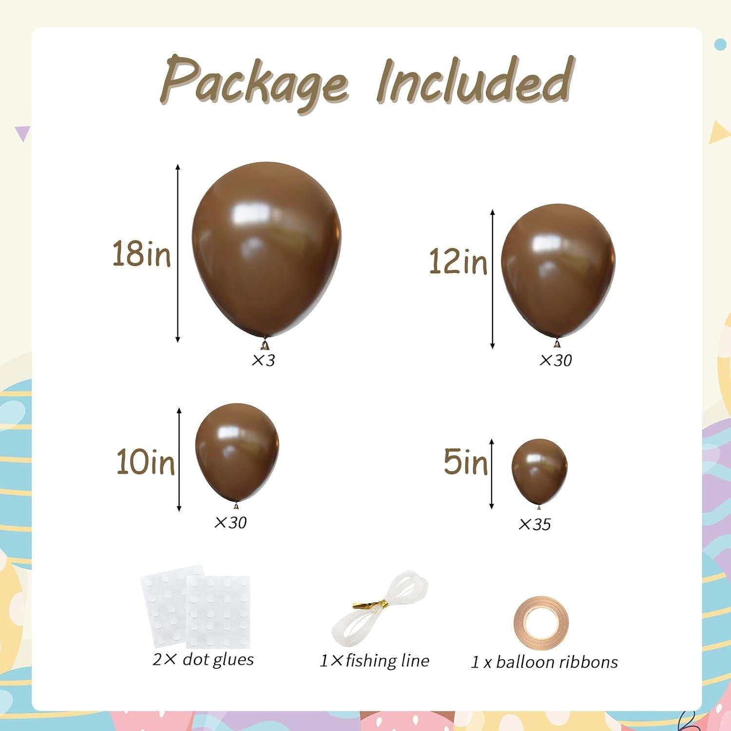 98PCS Dark Brown Balloon Garland Arch Kit, Chocolate Brown Latex Balloons, Fall Wedding Baby Shower Birthday Thanksgiving Rustic Decor