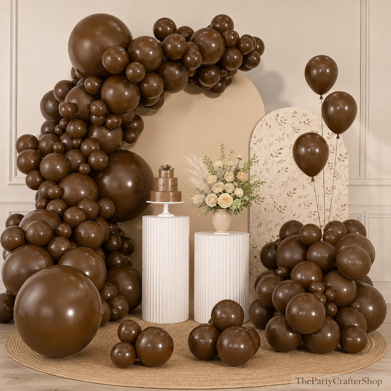 98PCS Dark Brown Balloon Garland Arch Kit, Chocolate Brown Latex Balloons, Fall Wedding Baby Shower Birthday Thanksgiving Rustic Decor