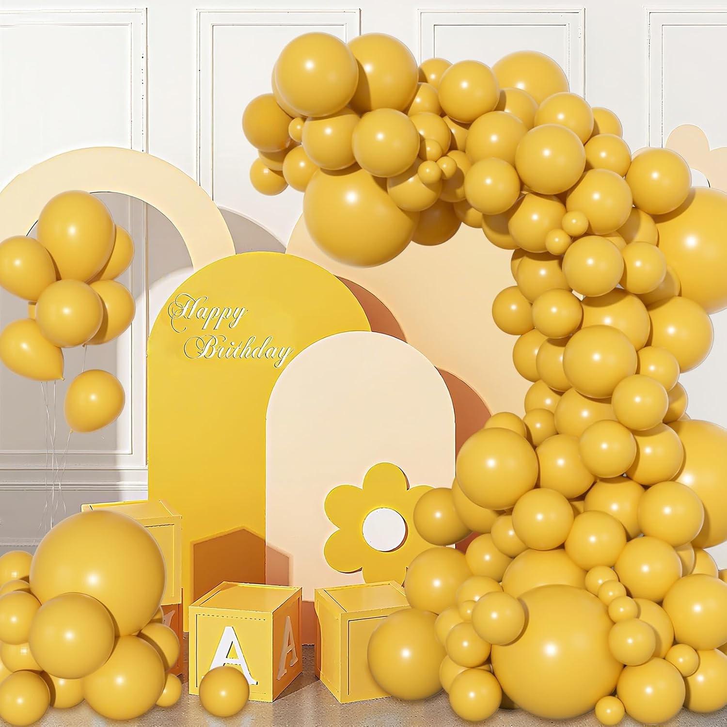 129PCS Mustard Yellow Fall Balloons, Balloon Arch Garland Kit, Thanksgiving Sunflower Bridal Shower Autumn Birthday Party Decor