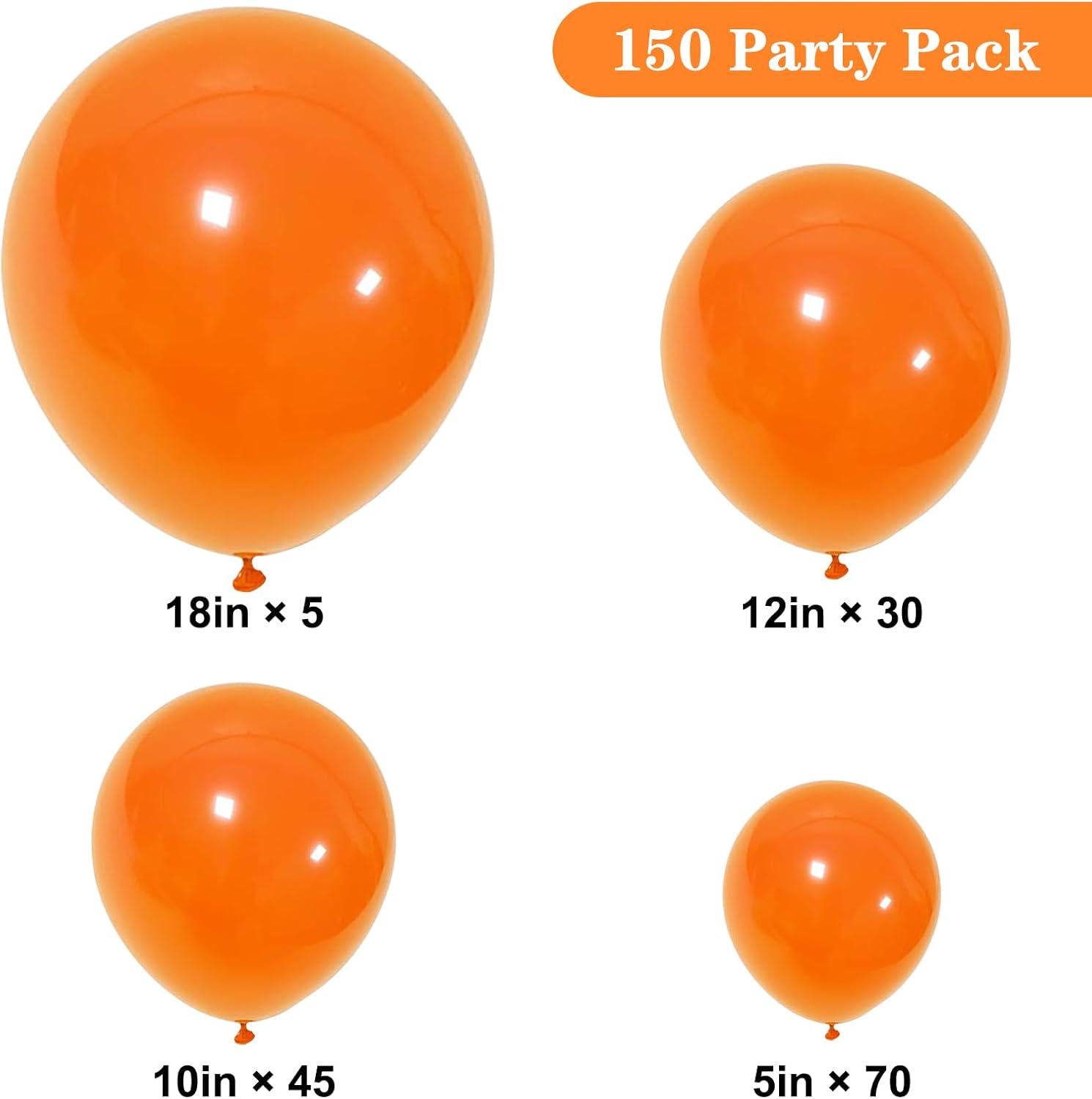 150PCS Orange Balloon Arch Kit, Burnt Orange Fall Balloons, Baby Shower Birthday Halloween Thanksgiving Party Decor