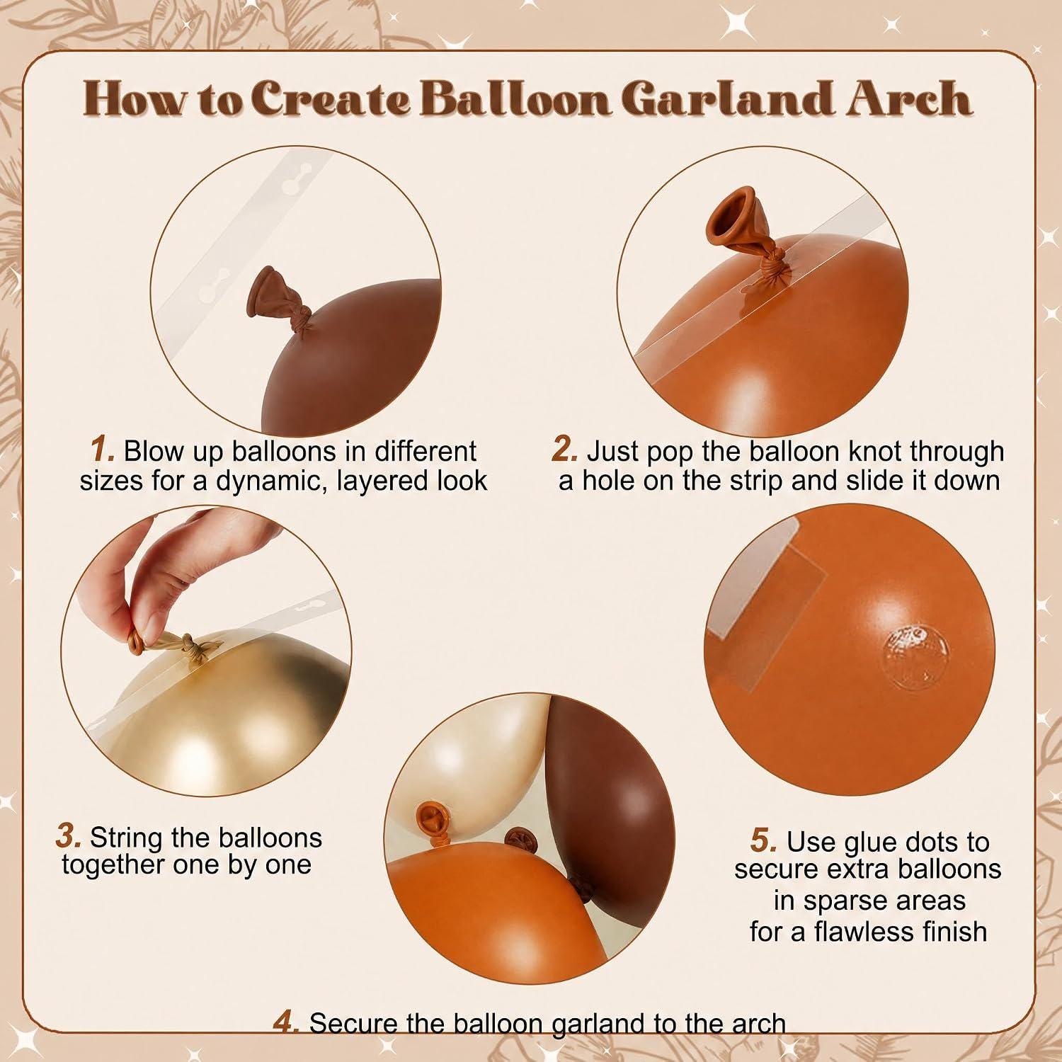 139PCS Fall Balloon Arch Garland Kit, Burnt Orange Brown Gold Sand White Balloons, Harvest Baby Shower Wedding Birthday Party Decor