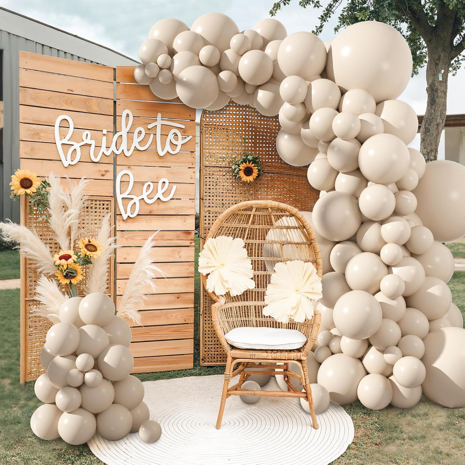 Neutral Cream Beige Balloon Arch Garland Kit, Boho Party Decor