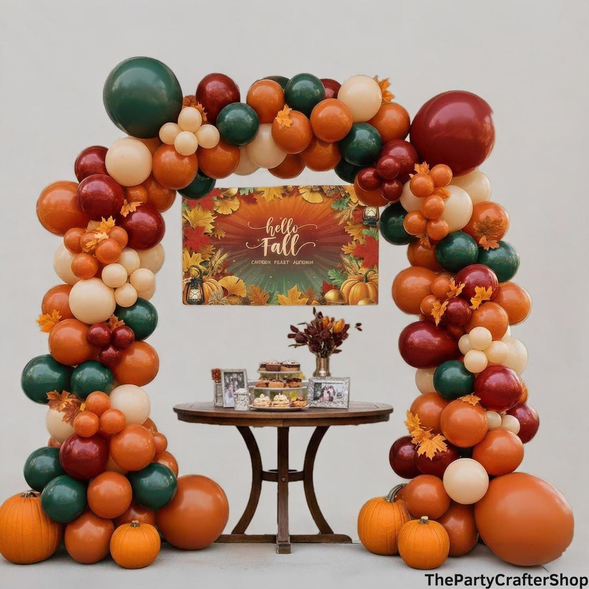 Fall Balloon Garland Arch Kit, Hunter Green Maroon Orange Harvest Party Decor