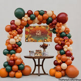 Fall Balloon Garland Arch Kit, Hunter Green Maroon Orange Harvest Party Decor