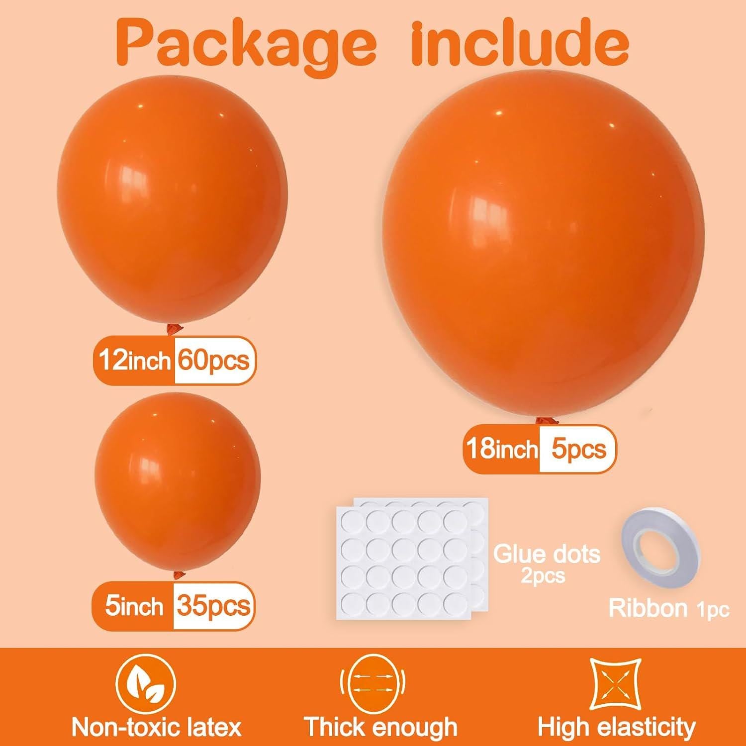 Orange Balloon Garland Arch Kit, 100 Piece Party Decor, Birthday Baby Shower Wedding Decorations