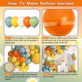 Retro Boho Balloon Garland Kit, Dusty Blue Burnt Orange Yellow Ivory, Baby Shower Decor