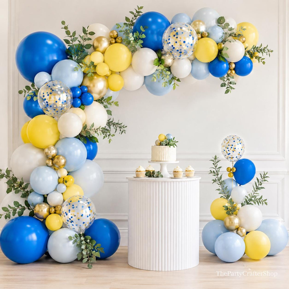 Royal Blue Yellow Lemon Balloon Arch Kit | Amalfi Coast Summer Party Decor