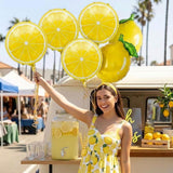 Lemon Foil Balloons with Leaves | Summer Party Decor, Bridal Shower, Baby Shower, Wedding