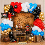 Pirate Balloon Arch Garland Kit | Red Black Balloons, Ship, Sword for Birthday Party