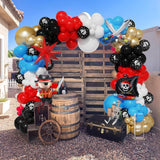 Pirate Balloon Arch Garland Kit | Red Black Balloons, Ship, Sword for Birthday Party