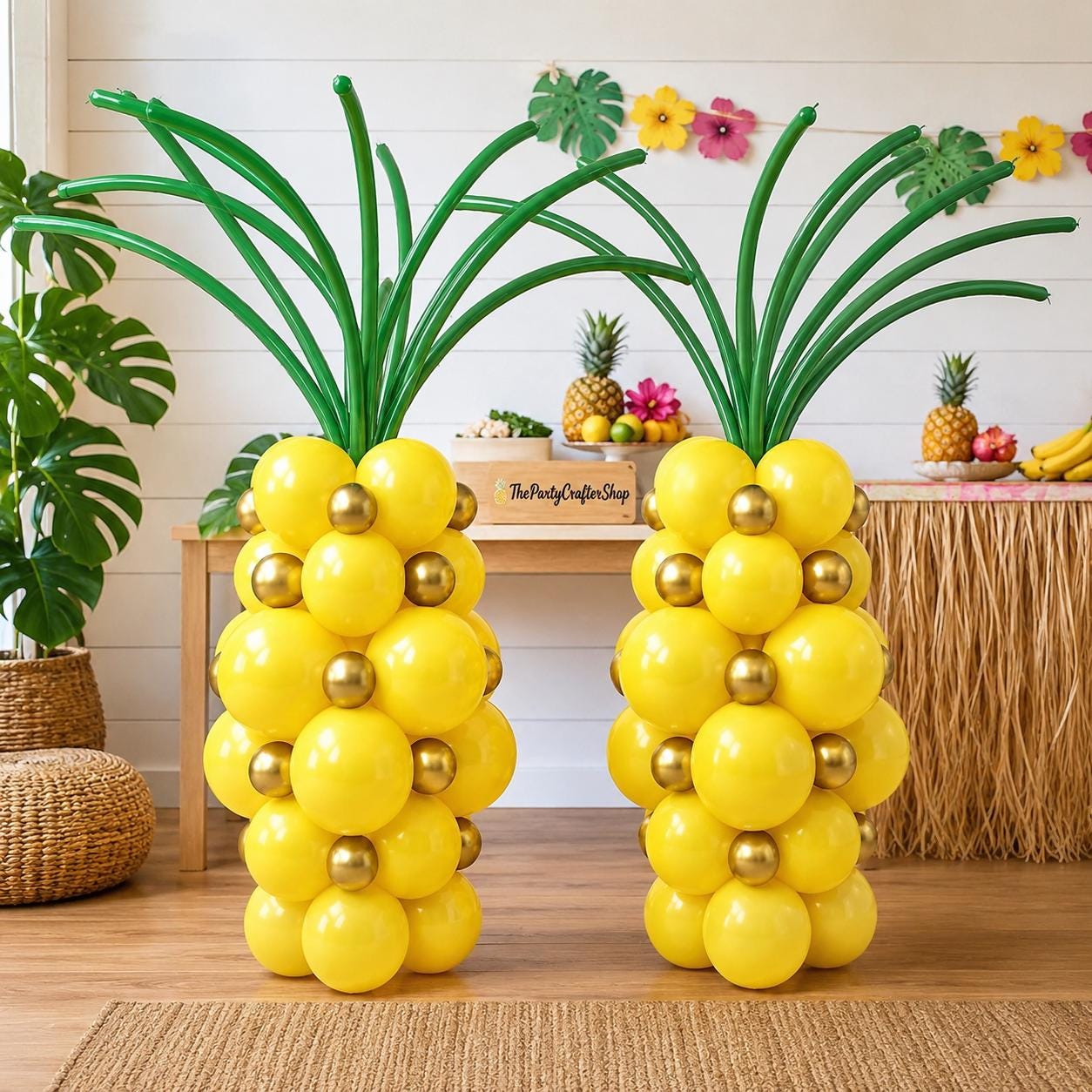 Pineapple Balloon Garland Kit | Yellow, Green, Gold Tropical Party Decor