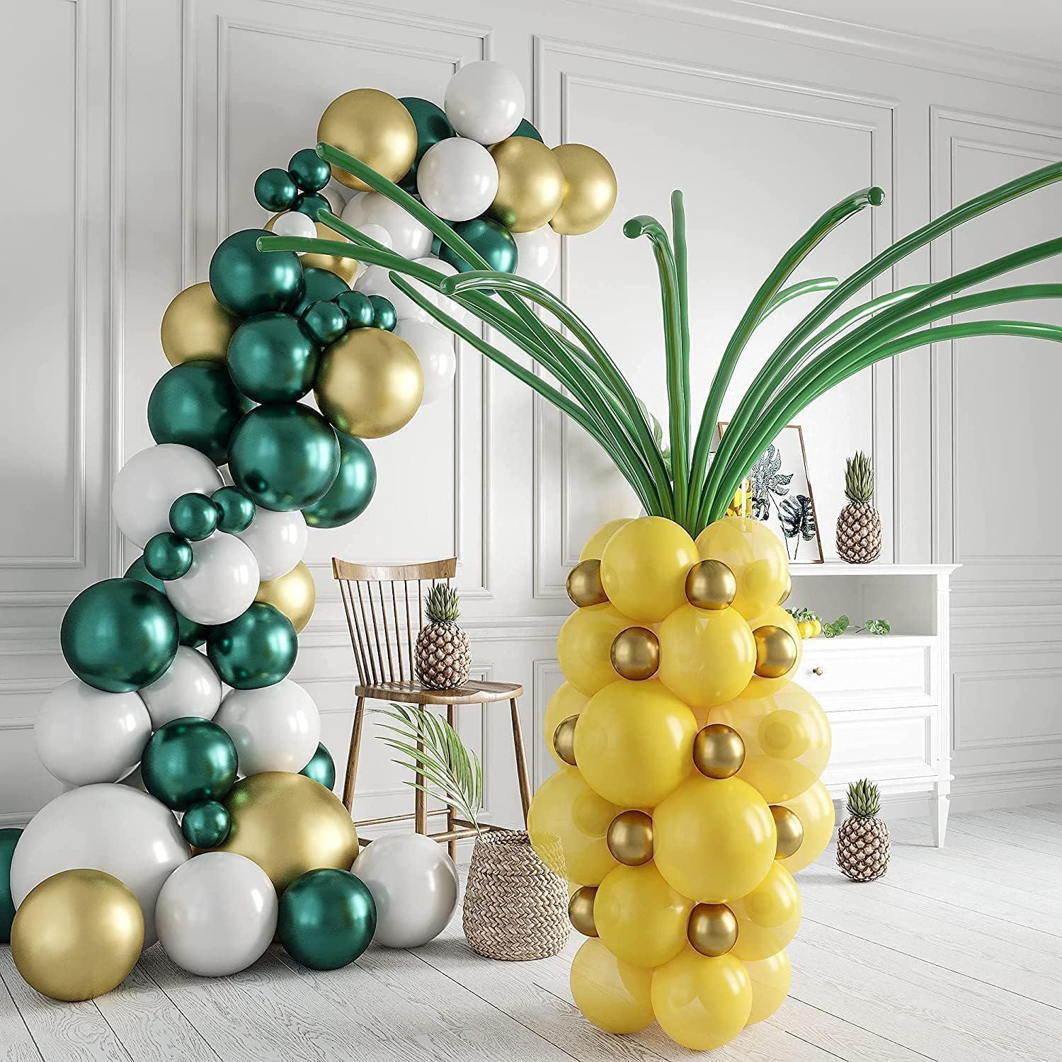 Pineapple Balloon Garland Kit | Yellow, Green, Gold Tropical Party Decor