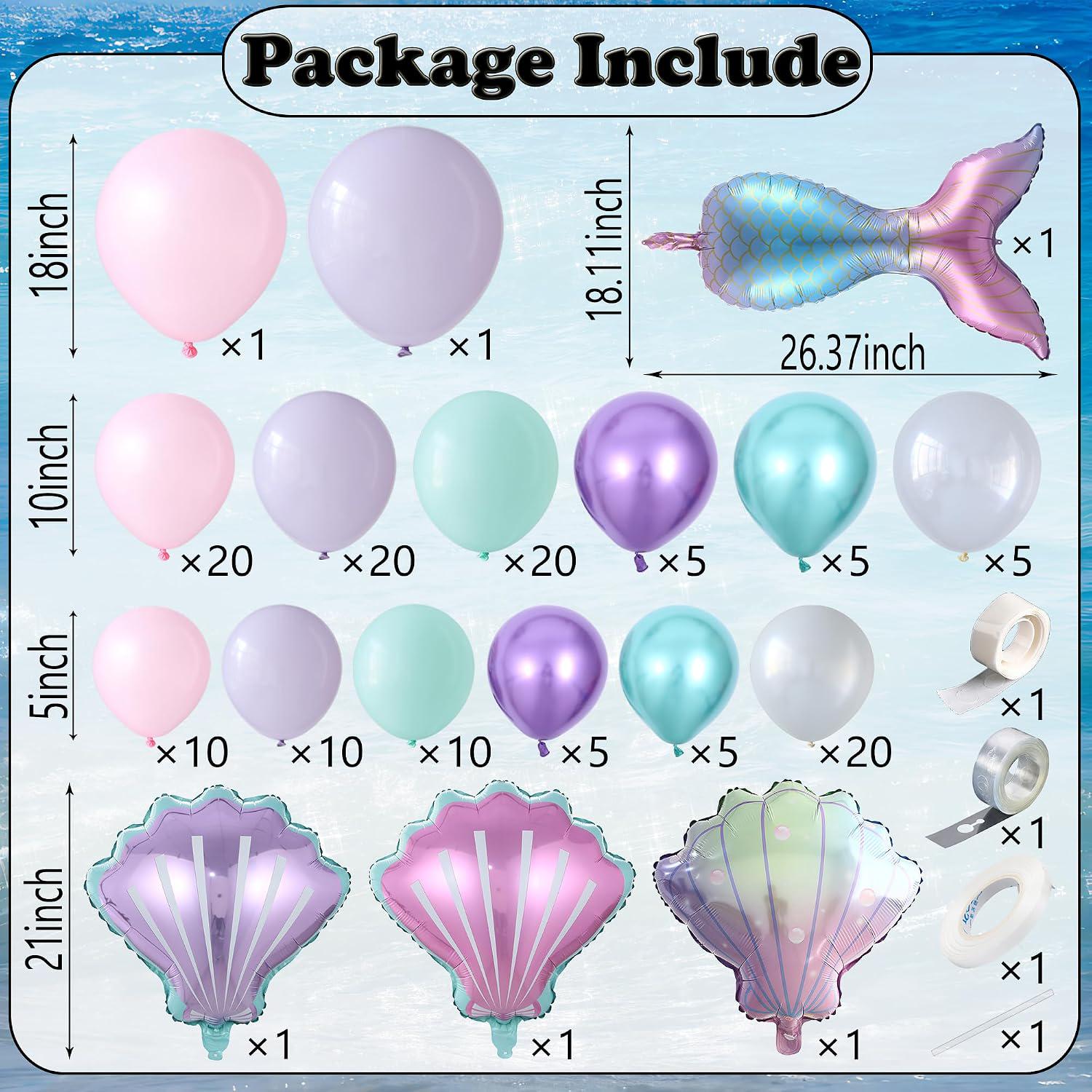 Mermaid Balloon Arch Kit | Pink Purple Under the Sea Garland (Birthday, Baby Shower, Ocean Party)